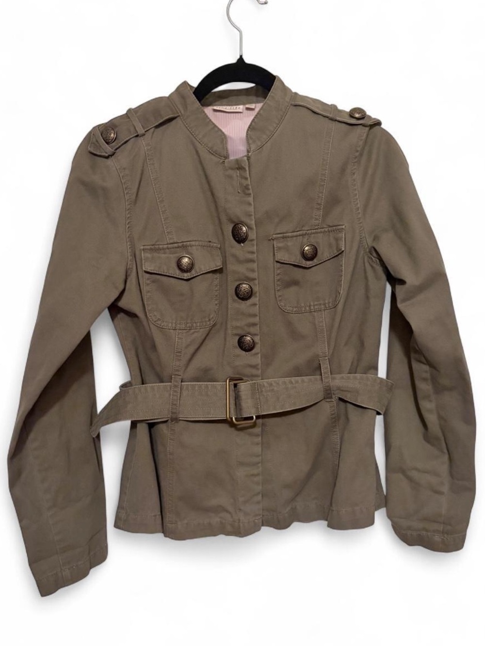 Sanctuary Khaki Green Utility Belted Military Jacket